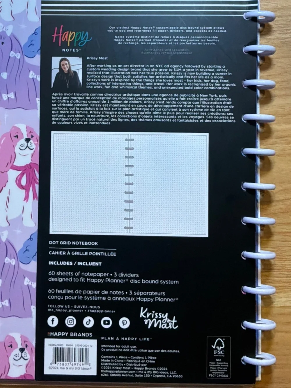 NEW! Pawsitive Seasonal Dogs - Dot Grid Big Notebook - 60 Sheets